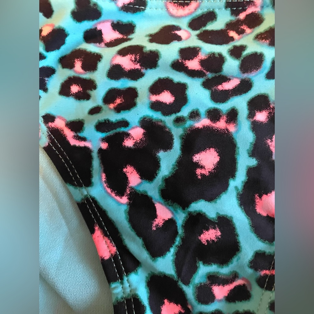 Womens Ladies Medium Swim Suit bathing suit bottom bikini leopard blue - Picture 2 of 4